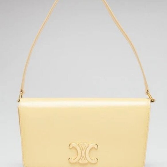 Celine Yellow Smooth Leather Triomphe Shoulder Bag - Picture 1 of 12